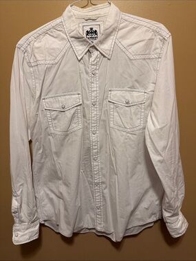 Express Men’s White Western-Style Button Down Shirt